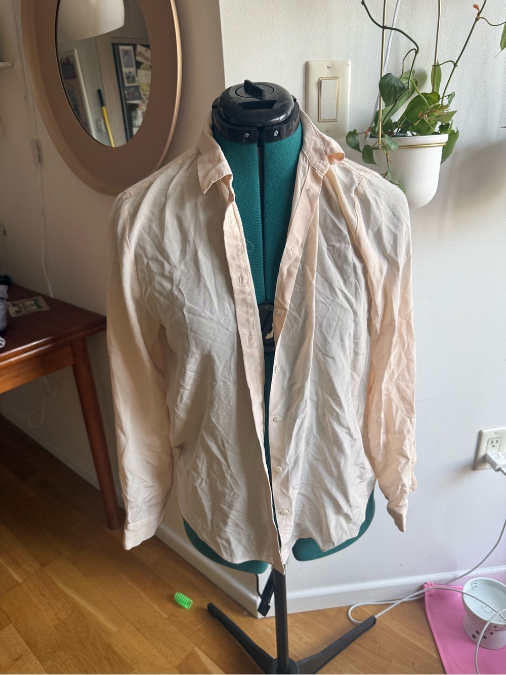 Light Pink Women's Button-Up silk Shirt